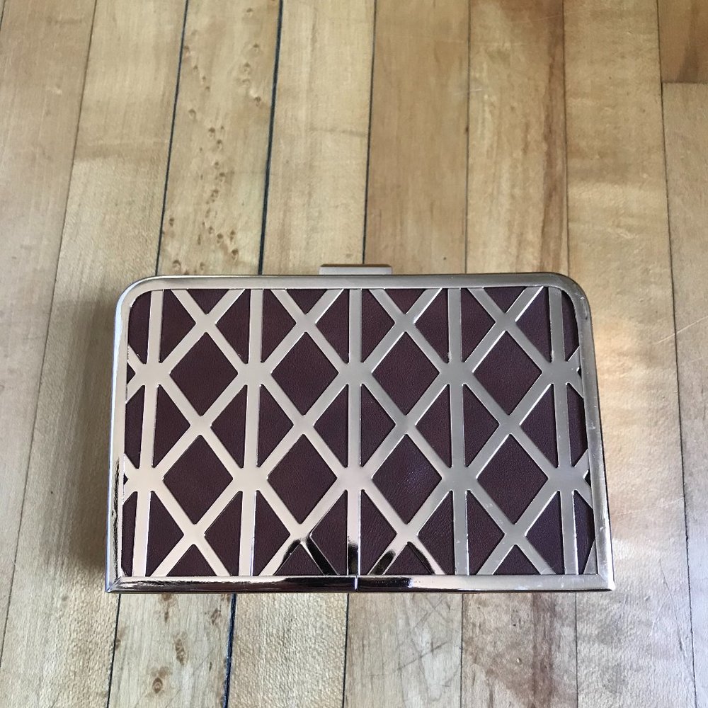 Gold and Tan Geometric Clutch